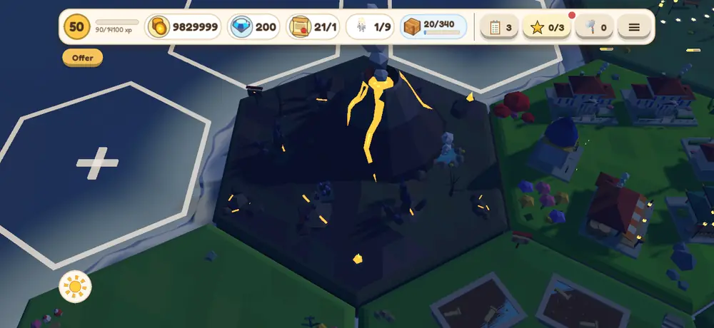 The volcano glows in the dark